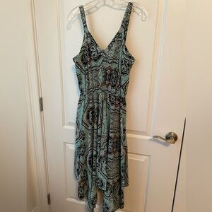 H&M Green and Blue Ruffled Tiered Maxi Sundress